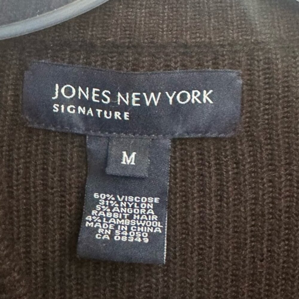 Jones NY Ribbed Wool Angora Cardigan Toggle Button Knit Sweater Jacket Top Tan M - Picture 12 of 16